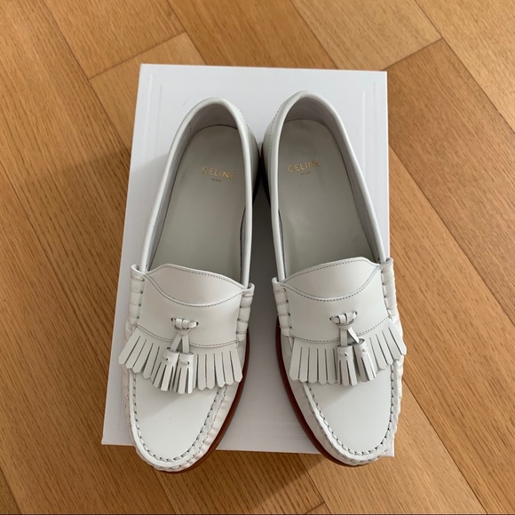 Celine Shoes - CELINE Luco Loafers with Tassels White 8B 38